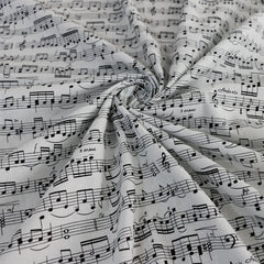 Music Note Print Cotton Fabric