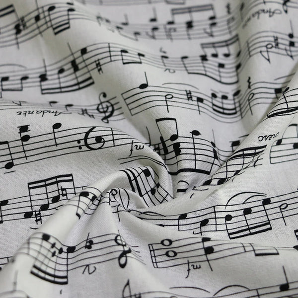Music Note Print Cotton Fabric