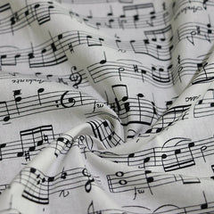 Music Note Print Cotton Fabric