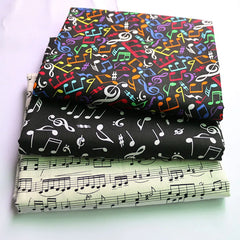 Music Note Print Cotton Fabric