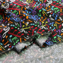 Music Note Print Cotton Fabric