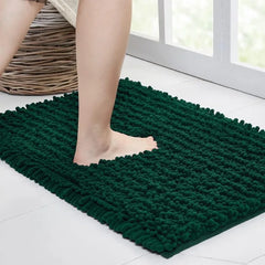 Non-Slip Bath Mat – Hunter Green Chenille Rug (24x17 Inch)