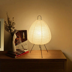 Japanese Rice Paper Table Lamp – Tripod Lantern Style LED Desk Light