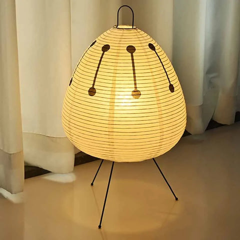 Japanese Rice Paper Table Lamp – Tripod Lantern Style LED Desk Light