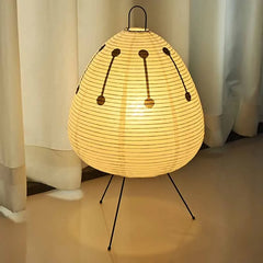 Japanese Rice Paper Table Lamp – Tripod Lantern Style LED Desk Light