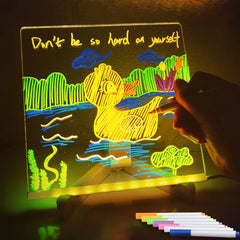 LED Note Board Night Light – Erasable Acrylic Message Board with 7 Color Pens