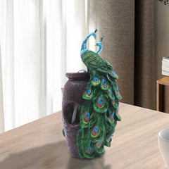 Peacock Waterfall Fountain – Feng Shui Desktop Resin Decor