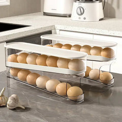 2-Tier Rolling Egg Storage Box – Automatic Dispenser for Refrigerator