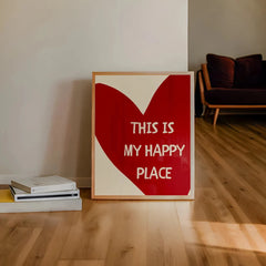Red Heart Canvas Wall Art – “This Is My Happy Place” Poster Print