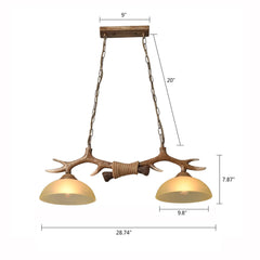 Rustic Deer Antler Chandelier – 2-Light Hunter Ceiling Lamp