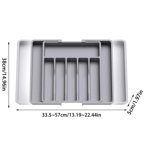 Expandable Silverware Drawer Organizer – Adjustable Black Cutlery Tray for Kitchen