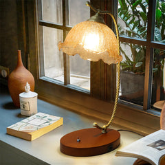 LUVODI Classic Glass Flower-Shape Table Lamp