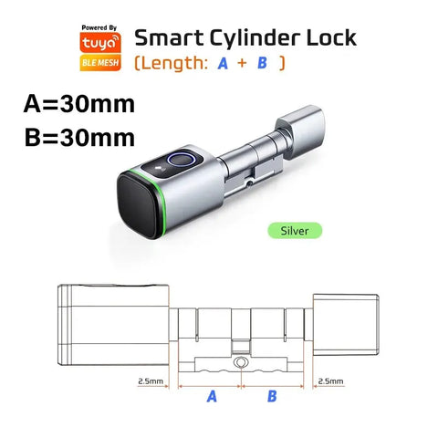 RAYKUBE V1 Smart Cylinder Lock – Tuya BLE, Fingerprint & Password Unlock