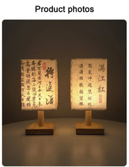 Chinese Style LED Table Lamp – Dimmable Night Light with Fabric Lampshade