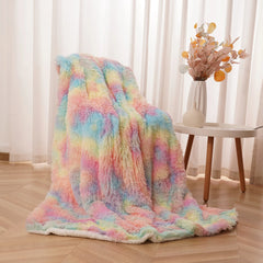 Soft Rainbow Fluffy Plush Blanket