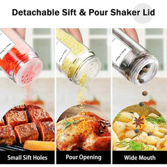12 pcs Glass Spice Jars with Bamboo Lids