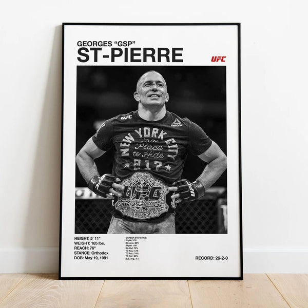 Black & White UFC Poster – Canvas Wall Art for Gym or Home Decor