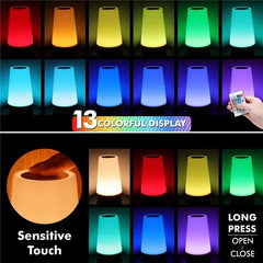13-Color Changing RGB Night Light – Touch & Remote Control, USB Rechargeable
