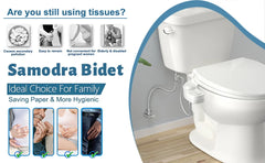 SAMODRA Non-Electric Bidet – Dual Nozzle Toilet Seat Attachment