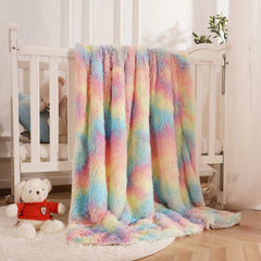 Soft Rainbow Fluffy Plush Blanket