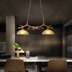 Rustic Deer Antler Chandelier – 2-Light Hunter Ceiling Lamp