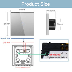 BSEED Zigbee 1/2/3 Gang Smart Touch Wall Switch