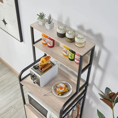 4-Tier Kitchen Bakers Rack with Storage Cabinet & Hutch