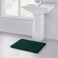 Non-Slip Bath Mat – Hunter Green Chenille Rug (24x17 Inch)