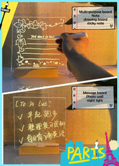 LED Note Board Night Light – Erasable Acrylic Message Board with 7 Color Pens