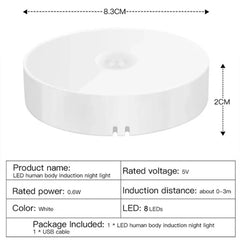 PIR Motion Sensor LED Night Light – USB Rechargeable Wireless Closet Lamp