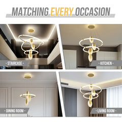 LUVODI 3-Layer LED Water-Drop Pendant Chandelier
