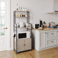 4-Tier Kitchen Bakers Rack with Storage Cabinet & Hutch