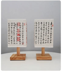 Chinese Style LED Table Lamp – Dimmable Night Light with Fabric Lampshade