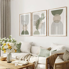 Nordic Sage Green Botanical Canvas Prints