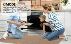 Linen Weave Kitchen Floor Mat – Anti-Slip, Oil-Resistant Twill Rug with Rubber Backing