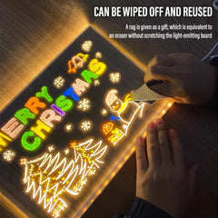 LED Note Board Night Light – Erasable Acrylic Message Board with 7 Color Pens