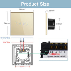 BSEED Smart Zigbee 1/2/3 Gang Touch Light Switch