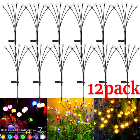 12-Pack Solar Firefly Lights – Waterproof Starburst Garden & Pathway Lamps