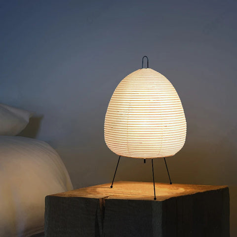 Japanese Rice Paper Table Lamp – Tripod Lantern Style LED Desk Light