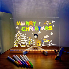 LED Note Board Night Light – Erasable Acrylic Message Board with 7 Color Pens