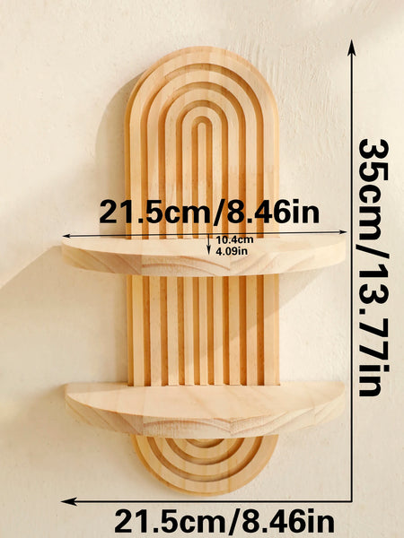 Boho Wooden Wall Shelves – 1 & 2-Tier Geometric Design