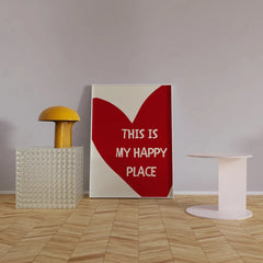 Red Heart Canvas Wall Art – “This Is My Happy Place” Poster Print