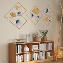 3PCS 3D Metal Ginkgo Wall Art