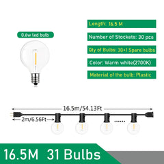 G40 LED Outdoor String Lights – 110V/220V Patio & Garden Festoon Lights