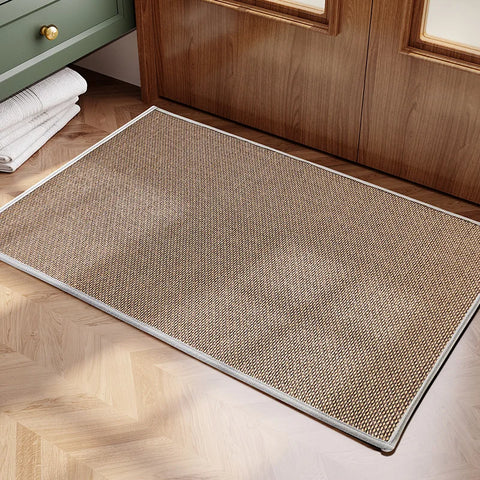 Linen Weave Kitchen Floor Mat – Anti-Slip, Oil-Resistant Twill Rug with Rubber Backing