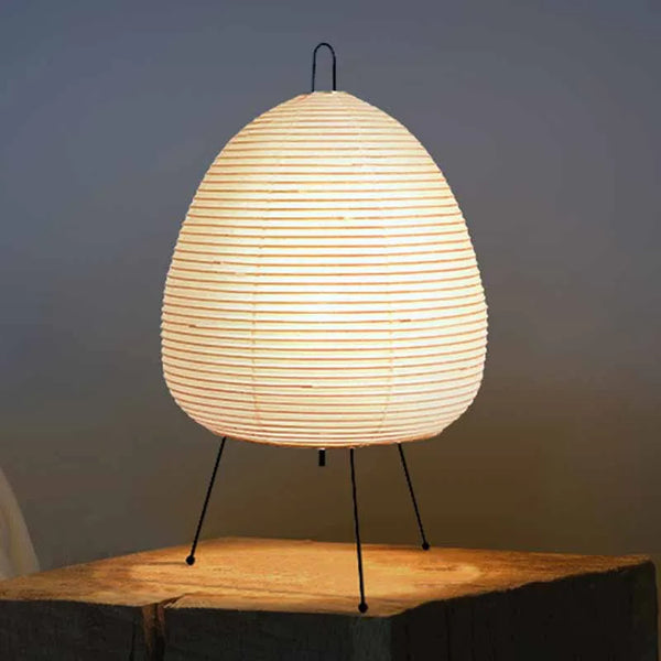 Japanese Rice Paper Table Lamp – Tripod Lantern Style LED Desk Light