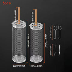 Stainless Steel Rolling BBQ Basket Set – Mesh Grill Cylinder with Wooden Handle
