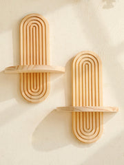 Boho Wooden Wall Shelves – 1 & 2-Tier Geometric Design