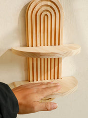 Boho Wooden Wall Shelves – 1 & 2-Tier Geometric Design