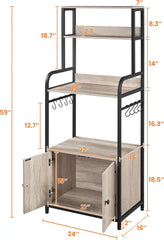 4-Tier Kitchen Bakers Rack with Storage Cabinet & Hutch
